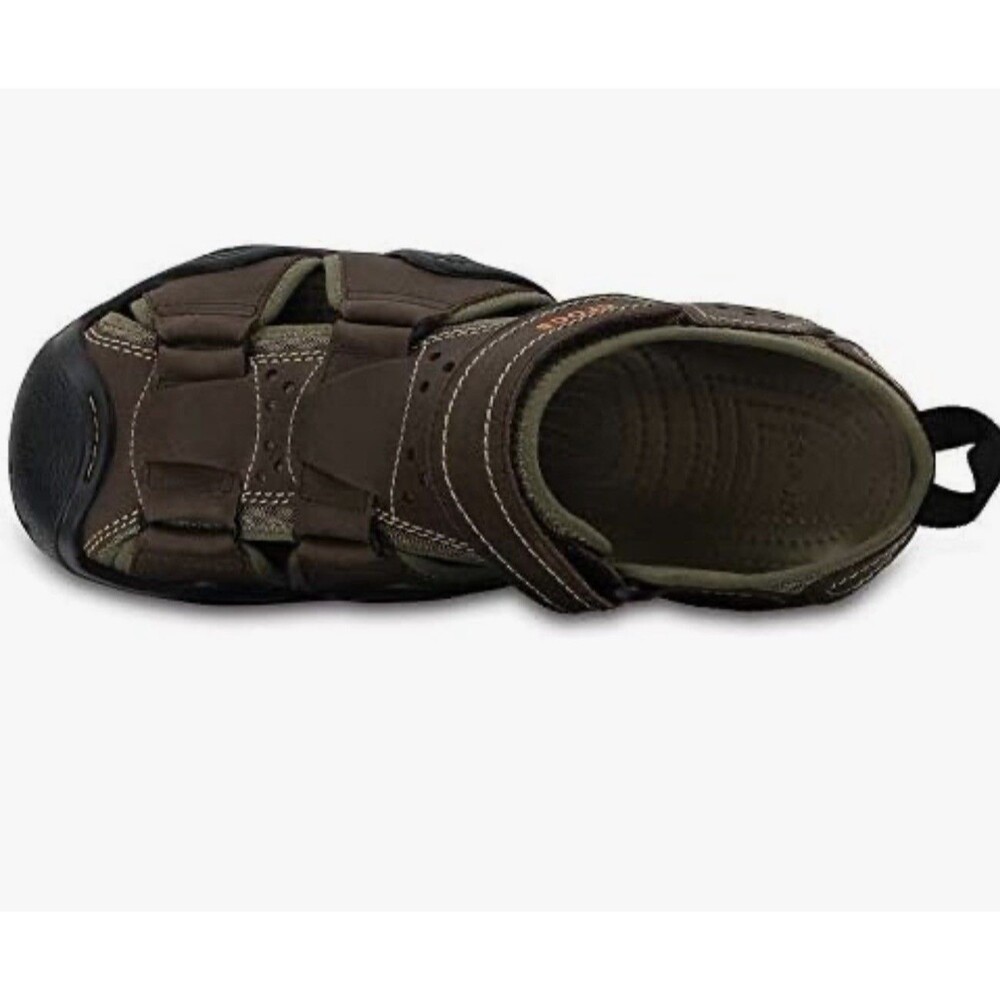 Crocs swiftwater fisherman mens brown leather outdoor sandals 204562 New Sz 9